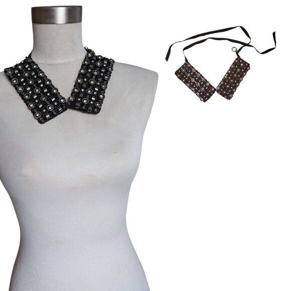 Authentic Anteprima Black and Silver Beaded Collar Necklace - Picture 9 of 10